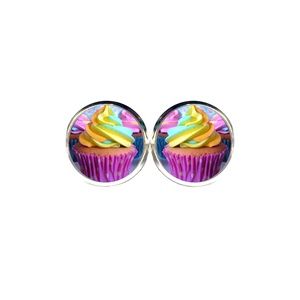 Rainbow Cupcake Earrings - Foods, Sweets